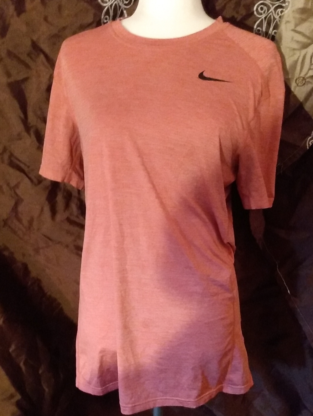 Nike Coral Heather Short-Sleeve Tee with Black Swoosh